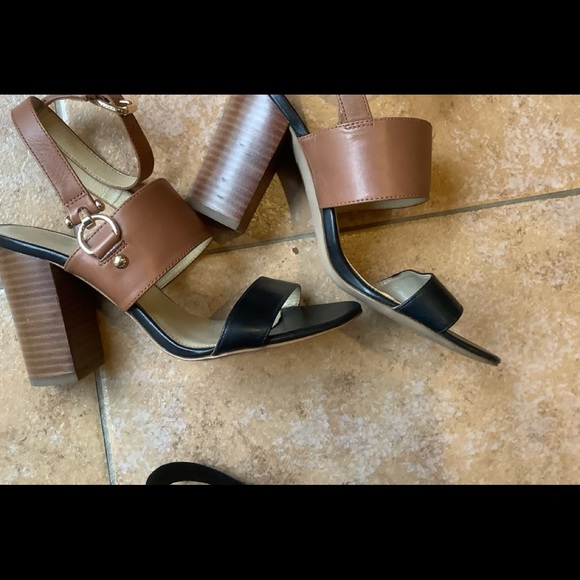 Coach Shoes - Coach summer sandals   Tan black leather ankle strap